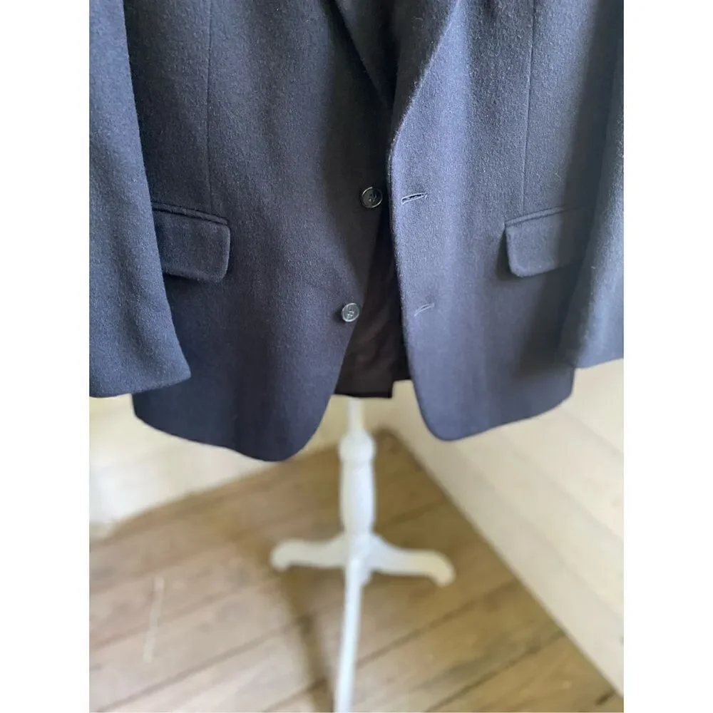 Men’s Black Wool Blend Camel Hair Sports Coat Size 44